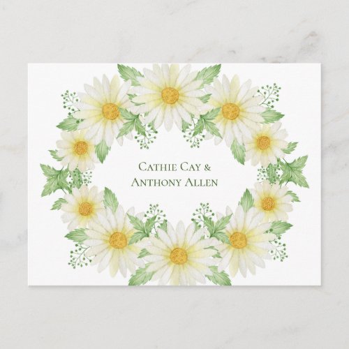 White Daisies Watercolor Budget Save the Date Postcard