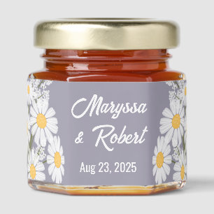 White Daisies Wedding Anniversary Lavender Honey Jar Favors