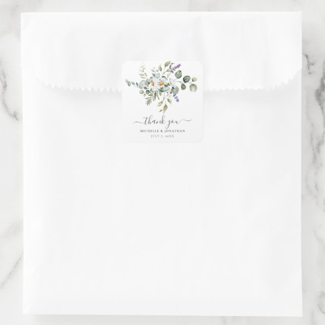 White Daisies Wedding Favor Sticker (Bag)