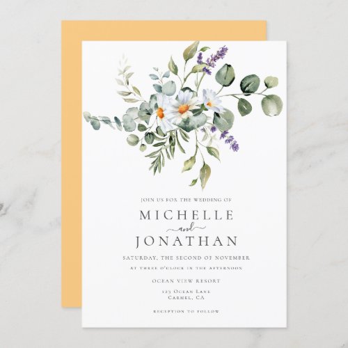 White Daisies Wedding  Invitation