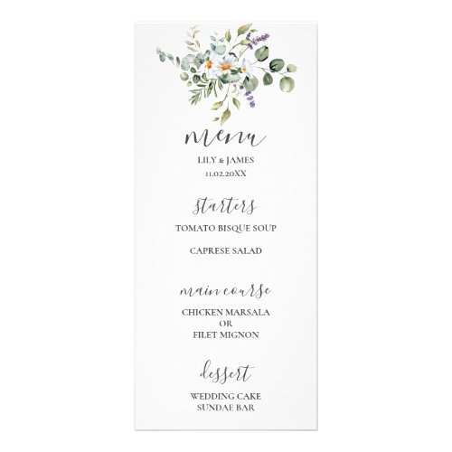 White Daisies Wedding Menu