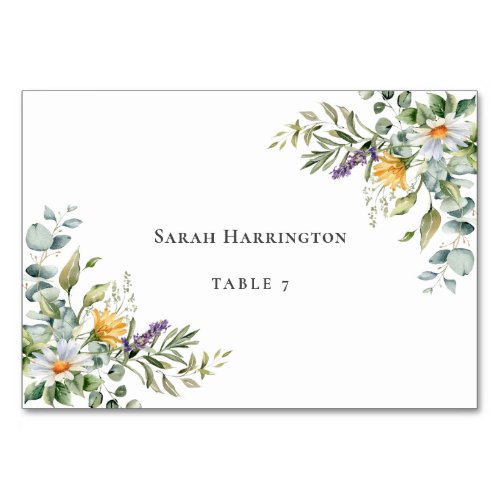 White Daisies Wedding Place Card