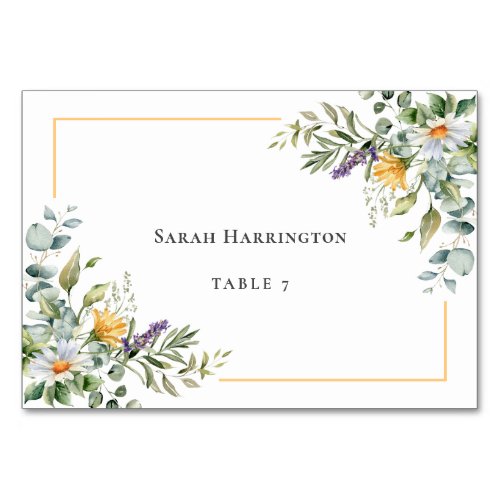 White Daisies Wedding Place Card