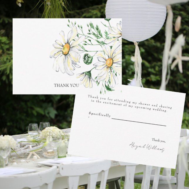 White Daisies Wedding Shower Thank You Card (Creator Uploaded)