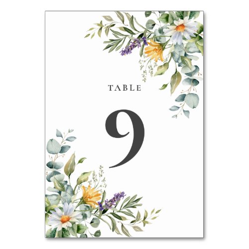 White Daisies Wedding Table Number