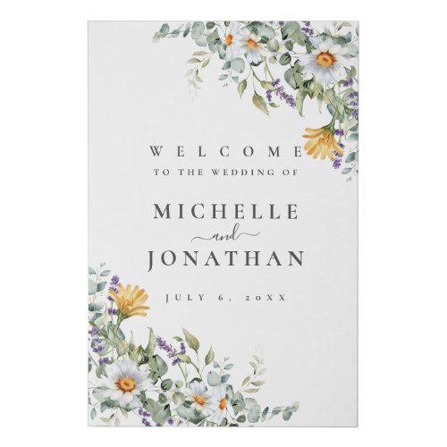White Daisies Wedding Welcome Sign
