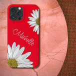 White Daisies Whimsical Floral Red Iphone 13 Pro Max Case at Zazzle