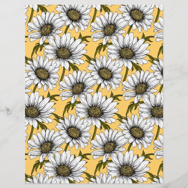 White daisies, wild flowers on yellow (Front)