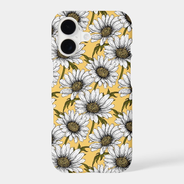 White daisies, wild flowers on yellow Case-Mate iPhone case (Back)