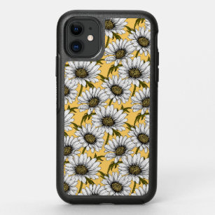 White daisies, wild flowers on yellow OtterBox symmetry iPhone 11 case
