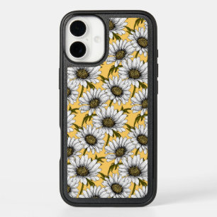 White daisies, wild flowers on yellow iPhone 16 plus case