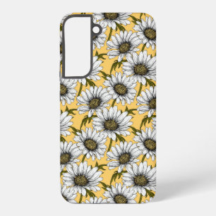 White daisies, wild flowers on yellow samsung galaxy s22+ case