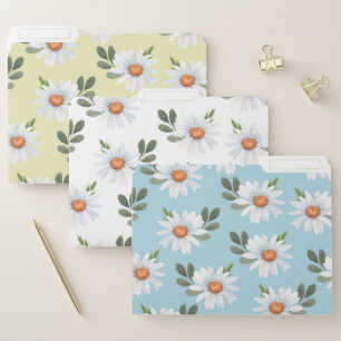 WHITE DAISIES WITH BLUE WHITE YELLOW BACKGROUNDS FILE FOLDER