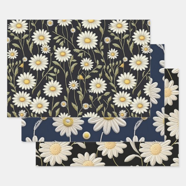 White Daisies Wrapping Paper Sheets (Set)