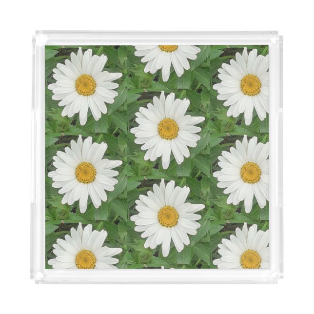 White Daisy  Acrylic Tray (Front)