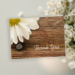 White Daisy and Barn Wood Country Thank You Postcard