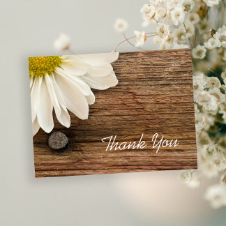 White Daisy and Barn Wood Country Thank You Postcard