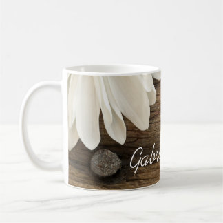 White Daisy and Barn Wood Country Wedding Coffee Mug