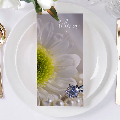 White Daisy and Diamond Ring Wedding Menu