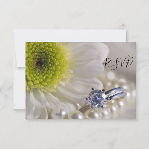 White Daisy and Diamond Ring Wedding Ring RSVP