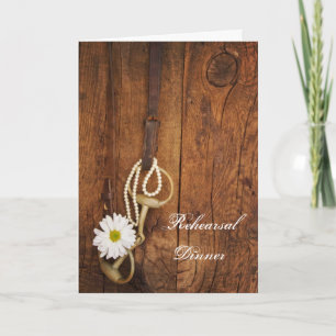 White Daisy and Horse Bit Western Rehearsal Dinner Invitation
