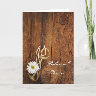 White Daisy and Horse Bit Western Rehearsal Dinner Invitation