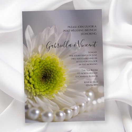 White Daisy and Pearls Post Wedding Brunch Invitation