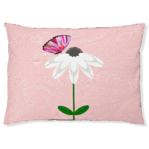 White Daisy and Pink Butterfly Pet Bed