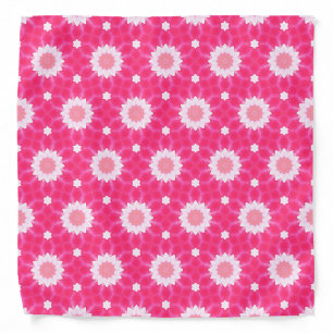 White daisy and stars over pink background pattern bandana