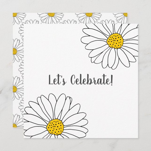 White Daisy and White Daisy Pattern Invitation (Front/Back)
