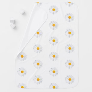 white daisy baby blanket