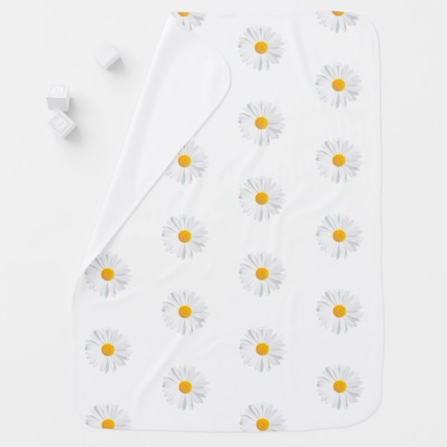 white daisy baby blanket (In Situ)