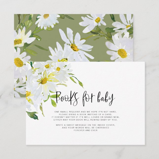 White daisy Baby Shower Books for Baby Card (Front/Back)