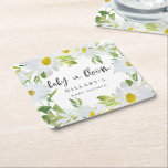 White Daisy | Baby Shower Summer floral bloom Square Paper Coaster<br><div class="desc">This summer garden white daisy baby shower paper coaster is perfect for a summer/spring garden baby shower.</div>