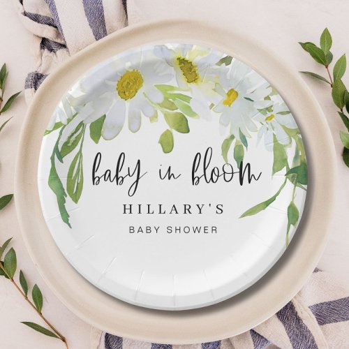 White Daisy  Baby Shower Summer floral Paper Plates