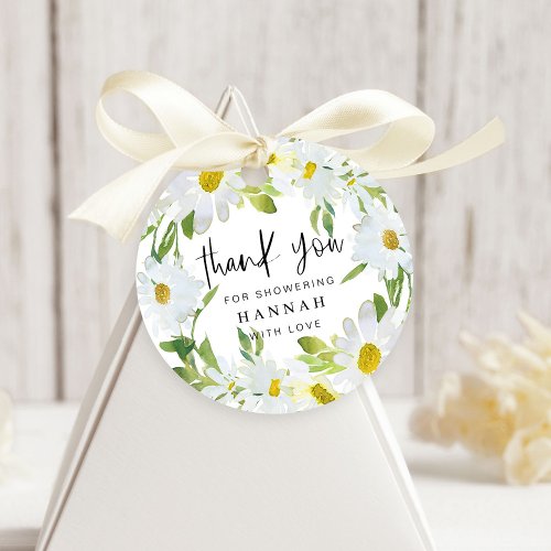 White Daisy Baby Shower Thank You Favour Gift Tags