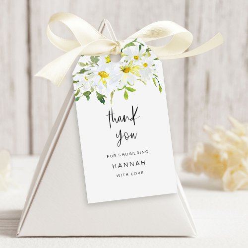 White Daisy Baby Shower Thank You Favour Gift Tags