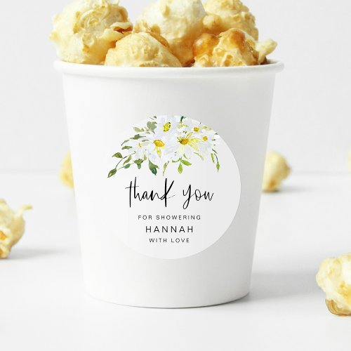 White Daisy Baby Shower Thank You Favour Sticker