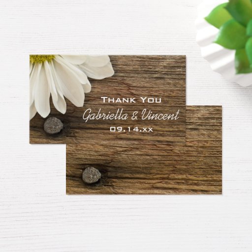 Customizable Daisy and Barn Wood Country Wedding Favor Tags Business Card Templates