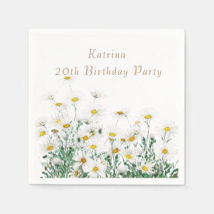 white daisy birthday napkins