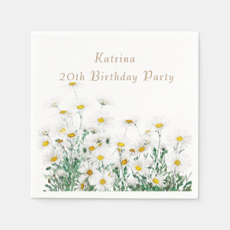 white daisy birthday napkins