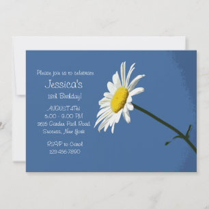 White Daisy Birthday Party Invitation