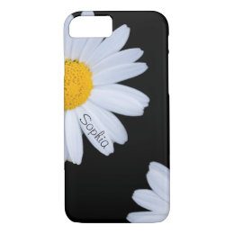 White Daisy Black Custom Name iPhone 8/7 Case