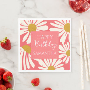 White Daisy Blooms – Floral Garden Birthday Napkins