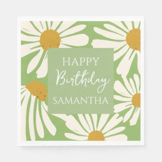 White Daisy Blooms –  Floral  Garden Birthday  Napkins