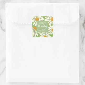 White Daisy Blooms –  Floral  Garden Birthday  Square Sticker