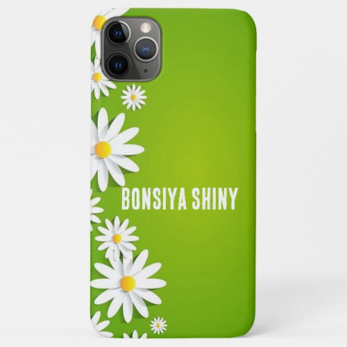 White Daisy Blossoms on Vibrant Green iPhone iPhone 11 Pro Max Case