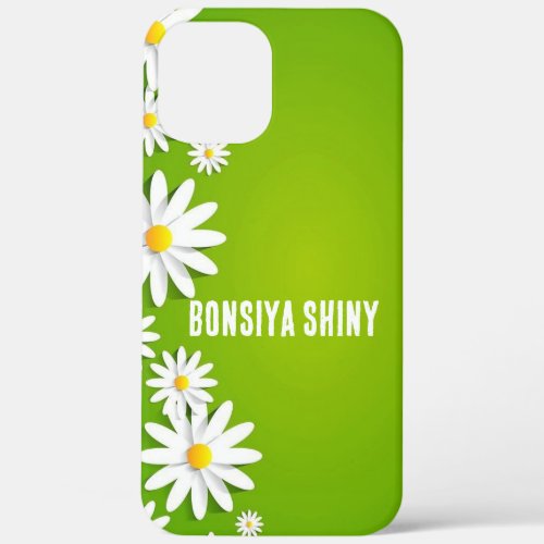 White Daisy Blossoms on Vibrant Green iPhone iPhone 12 Pro Max Case