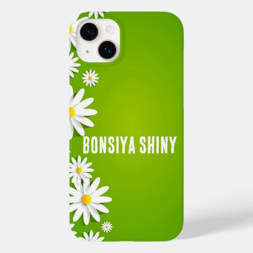 White Daisy Blossoms on Vibrant Green iPhone Case_Mate iPhone 14 Plus Case