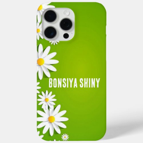 White Daisy Blossoms on Vibrant Green iPhone iPhone 15 Pro Max Case